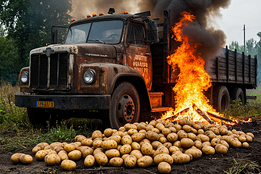 Пожар на ТЛТ «Кани-Курган» в Приамурье: сгорел грузовик с картофелем