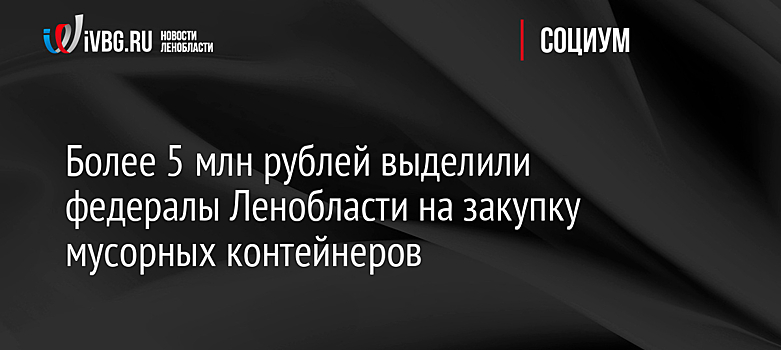 Более 5 млн рублей выделили федералы Ленобласти на закупку мусорных контейнеров