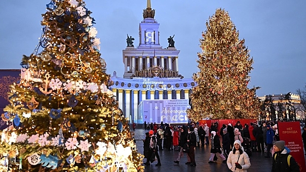 На ВДНХ зажгли огни на главной новогодней ели выставки «Россия»