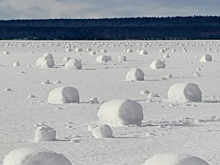 На Камчатке заметили редкие снежные рулоны, их сняли на фото