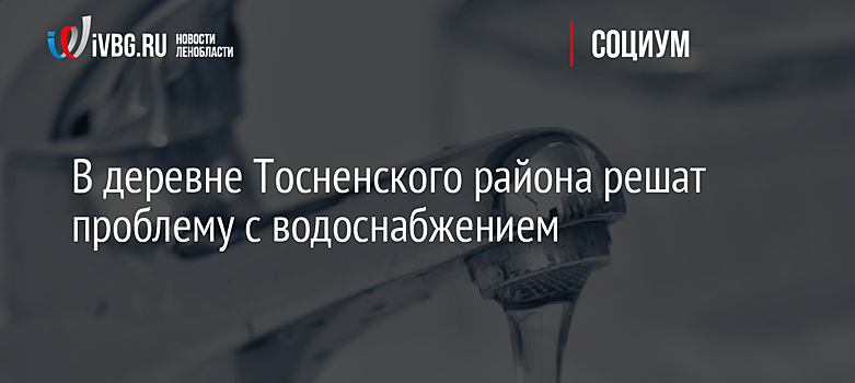 В деревне Тосненского района решат проблему с водоснабжением