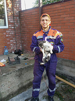 В Крымске из восьмиметрового узкого колодца вытащили кота