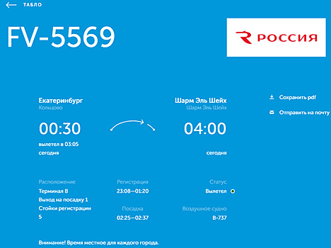 В Екатеринбурге задержали рейс в Египет на два часа