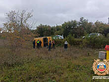 Автобус со школьниками опрокинулся в кювет в Башкирии