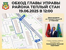 Глава управы Тёплого Стана проведёт обход территории 19 июня