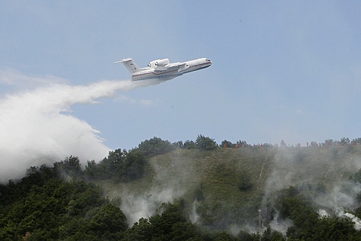На горящий под Геленджиком лес самолеты и вертолеты сбросили 865 тонн воды