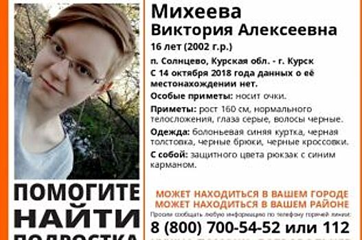 В Курской области без вести пропала 16-летняя девушка