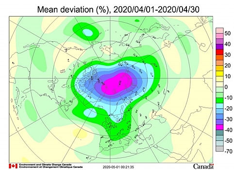 Апрель 2020 года Сибирь провела на дне огромной озоновой дыры