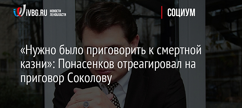 «Нужно было приговорить к смертной казни»: Понасенков отреагировал на приговор Соколову